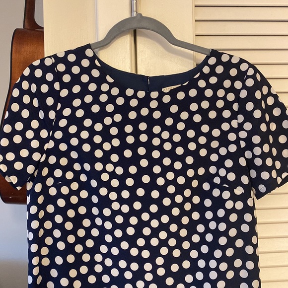 J Crew Navy Blue and White Polka Dot Shift Dress - Picture 2 of 6